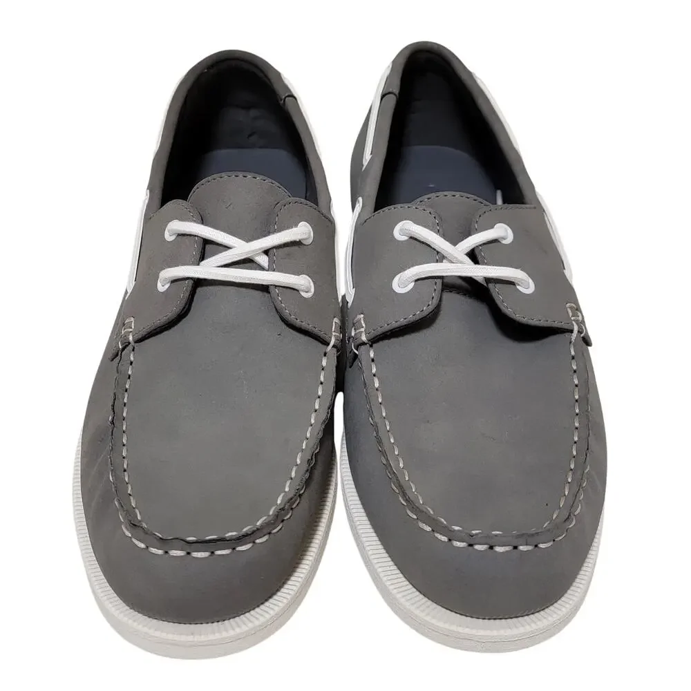 Club Room Men Elliot 2-Eye Casual Boat Shoes Size US 10M Grey Faux Leather
